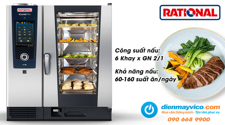 Công suất nấu ăn của Lò nướng hấp đa năng Rational ICP 6-2/1