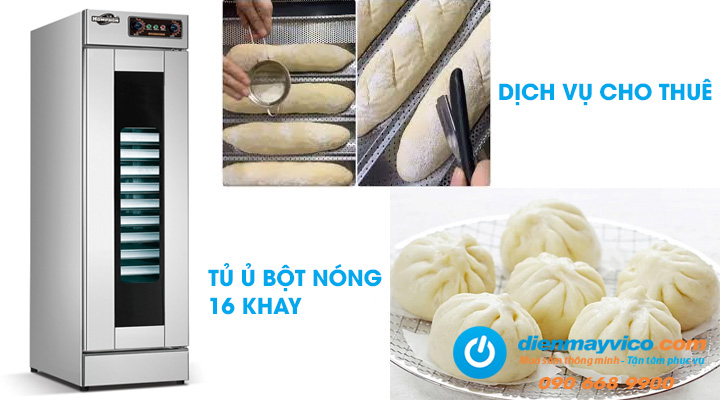 Dịch vụ Cho thuê tủ ủ bột nóng công nghiệp 1 cánh 16 khay