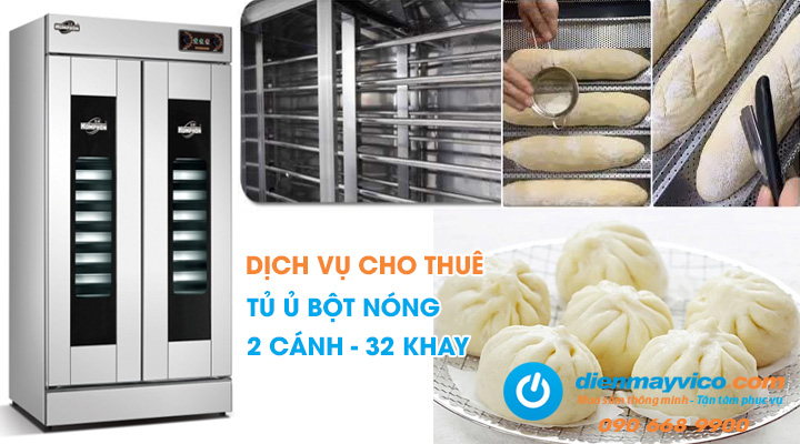 Cung cấp dịch vụ Cho thuê tủ ủ bột nóng công nghiệp 2 cánh 32 khay