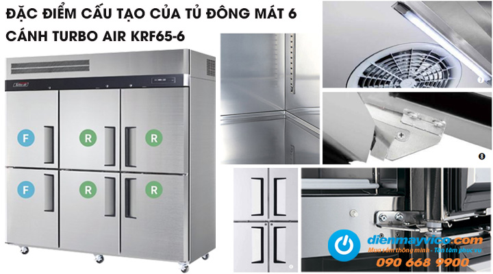 Tủ đông mát 6 cánh Turbo Air KRF65-6 có thiết kế bền đẹp hiện đại