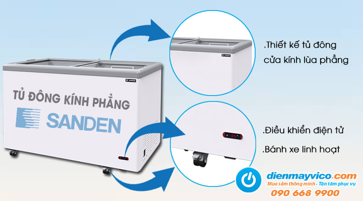 Đặc điểm Tủ đông kính phẳng Sanden Intercool SNG-0605 