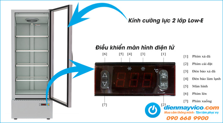 Đặc điểm của Tủ mát đứng cánh kính quạt gió MDQ-1K400