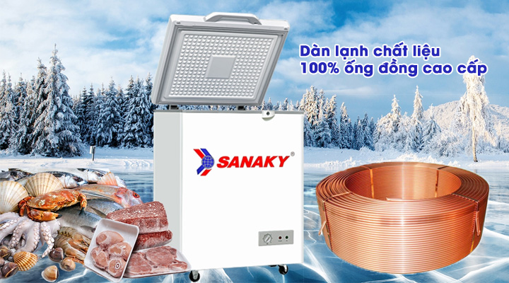 Dàn lạnh Tủ đông kính cường lực Sanaky VH-1599HYK 100 lít