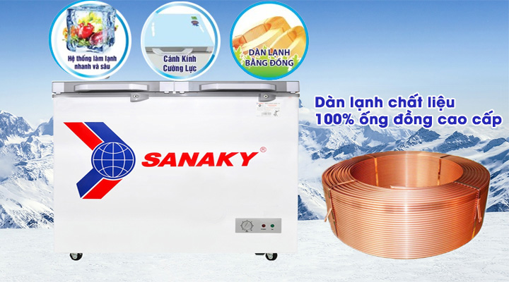 Dàn lạnh Tủ đông kính cường lực Sanaky VH-2899A2KD 240 lít