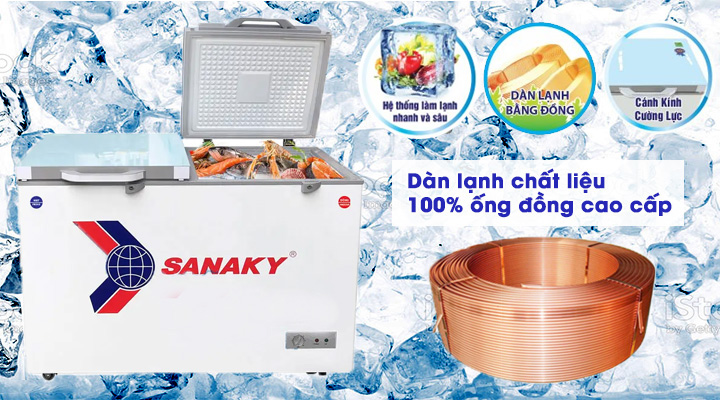 Dàn lạnh Tủ đông kính cường lực Sanaky VH-3699A2KD 260 lít