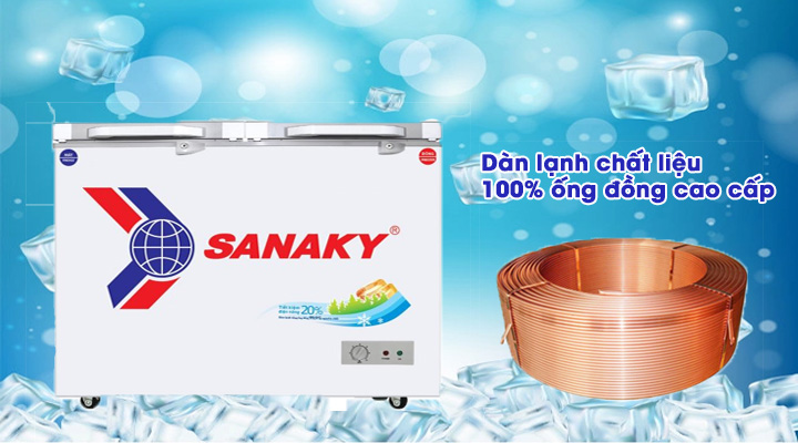 Dàn lạnh Tủ đông mát kính cường lực Sanaky VH-2899W2K 230 lít