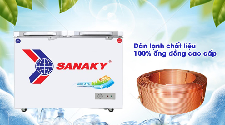 Dàn lạnh Tủ đông mát kính cường lực Sanaky VH-4099W2KD 300 lít