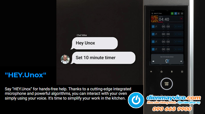 Chức năng điều khiển bằng giọng nói Lò nướng đối lưu Unox CHEFTOP-X™ 10 Khay GN 2/1