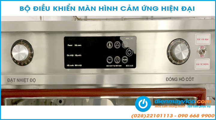 Bảng điều khiển Tủ nấu cơm 12 khay kết hợp gas điện Vinaki Cảm ứng