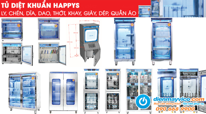 Dòng thiết bị tủ diệt khuẩn của thương hiệu Happys