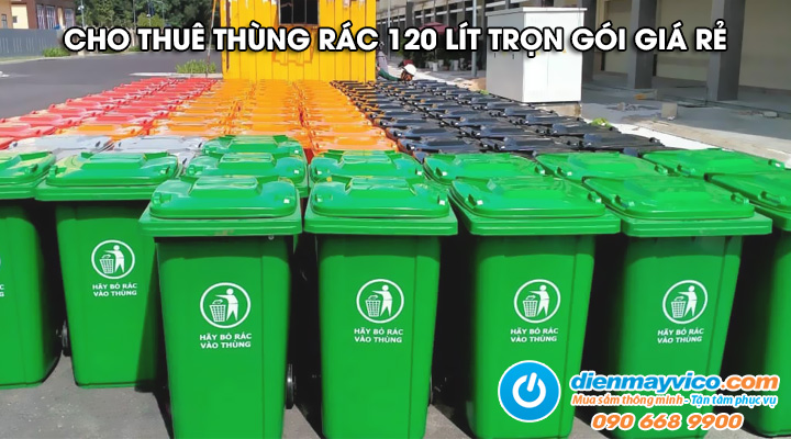 Cho thuê thùng rác 120L - Với số lượng lớn phục vụ hội chợ, sự kiện, chương trình ẩm thực
