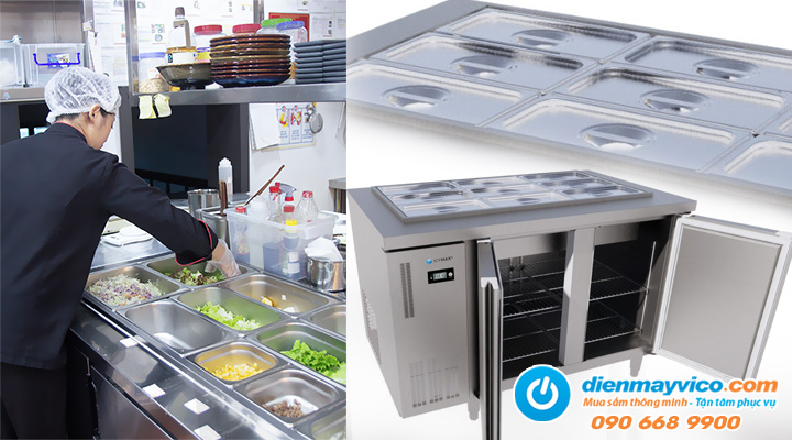 Giới thiệu về Bàn mát Salad 2 cánh inox Icymax ISR-2S157 1m5