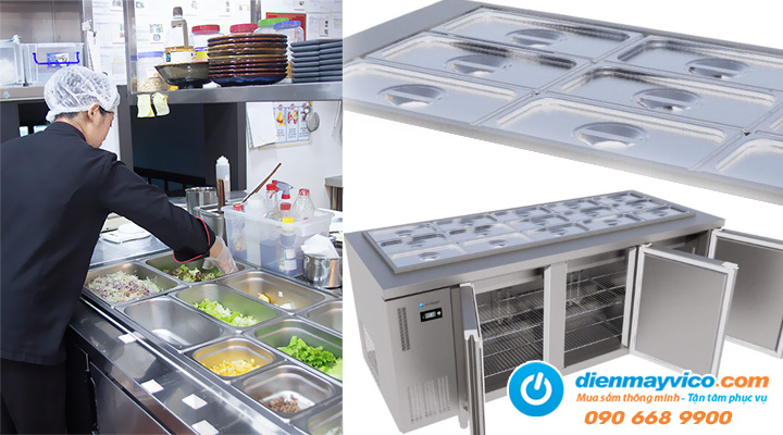 Giới thiệu về Bàn mát Salad 3 cánh inox Icymax ISR-3S187 1m8