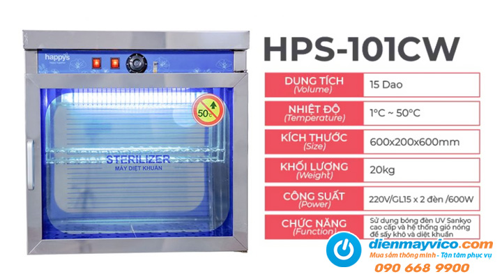 Giới thiệu về Tủ sấy khử trùng dao, vá, muỗng Happys HPS-101CW
