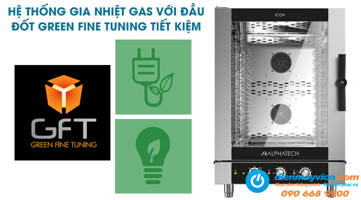 Lò nướng hấp đa năng Alphatech ICGM101E 10 khay dùng gas trang bị hệ thống gia nhiệt gas hiện đại