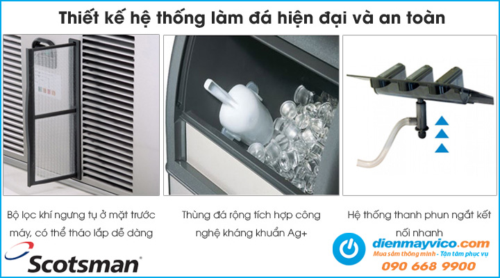 Máy làm đá viên Scotsman ACM 176 AS 69-83 kg/ngày có hệ thống làm đá hiện đại