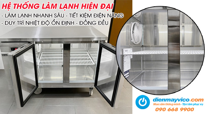 Bàn mát inox inverter Sanden Intercool SCR3-1500i sử dụng hệ thống làm lạnh hiện đại