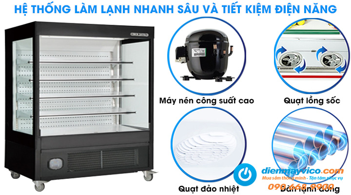 Tủ mát siêu thị Berjaya BS-OS 8SC-2B 2m4 trang bị hệ thống làm lạnh hiện đại