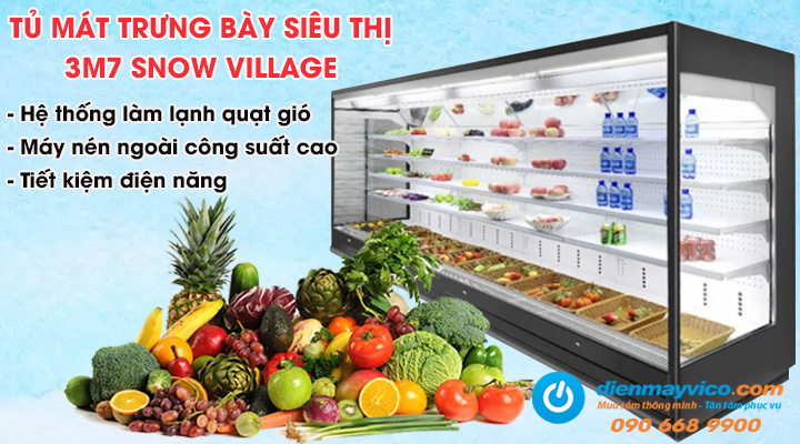 Hệ thống làm lạnh hiện đại của tủ mát siêu thị 3m7 Snow Village