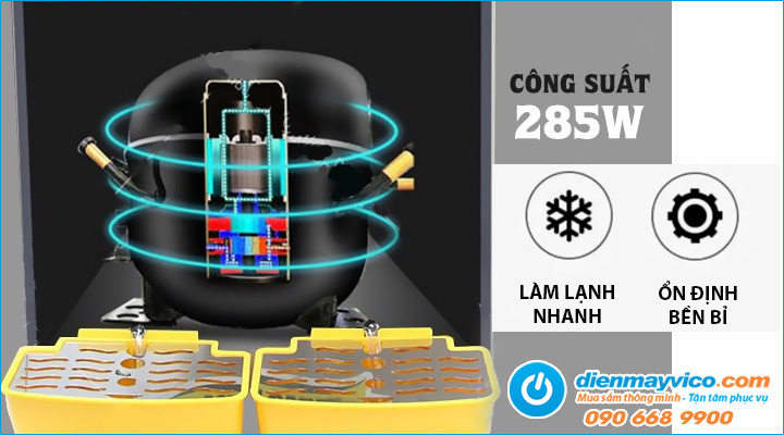 Hệ thống máy nén Máy giữ lạnh nước trái cây 2 ngăn dạng xoay