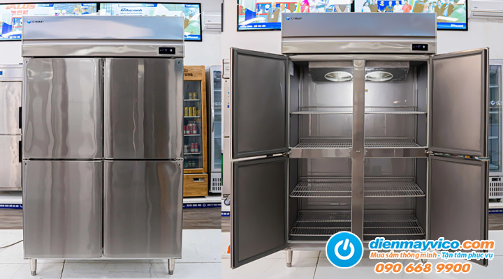 Hình ảnh thực tế Tủ mát đứng 4 cánh inox Icymax IUR-4S128 1100L