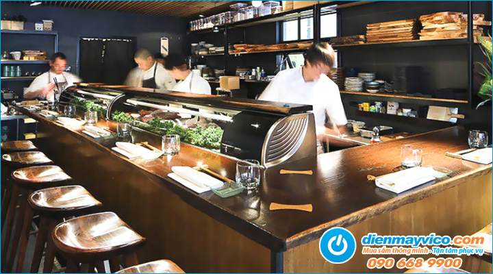 Giới thiệu mẫu Tủ mát trưng bày Sushi Hoshizaki viền bạc 2m1