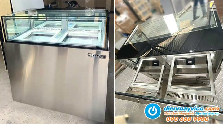 Hình thực tế Tủ bánh kem kính vuông 1 tầng Berjaya RDS-M-12 1m2