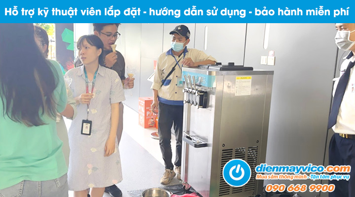 Hỗ trợ kỹ thuật viên lắp đặt, hướng dẫn, bảo hành máy làm kem tươi cho thuê