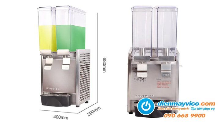 Kích thước Máy làm lạnh nước trái cây Donper 2 hộc LP8x2