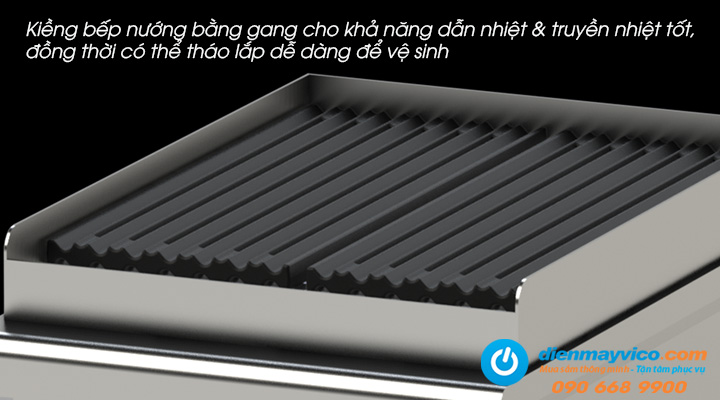 Bếp nướng than đá nhân tạo Nayati NGCB 4-60 AM trang bị bề mặt nướng bằng gang truyền nhiệt và dẫn nhiệt tốt
