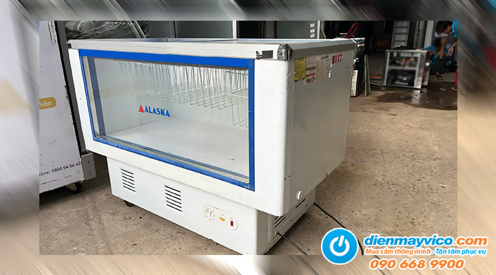 Mặt nghiêng Thanh lý tủ mát nằm kính lùa phẳng Alaska LC-450B
