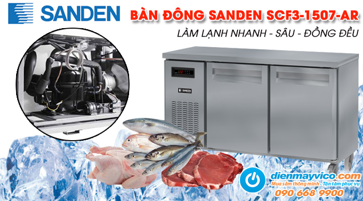 Mẫu bàn đông 2 cánh inox Sanden Intercool SCF3-1507-AR 1m5