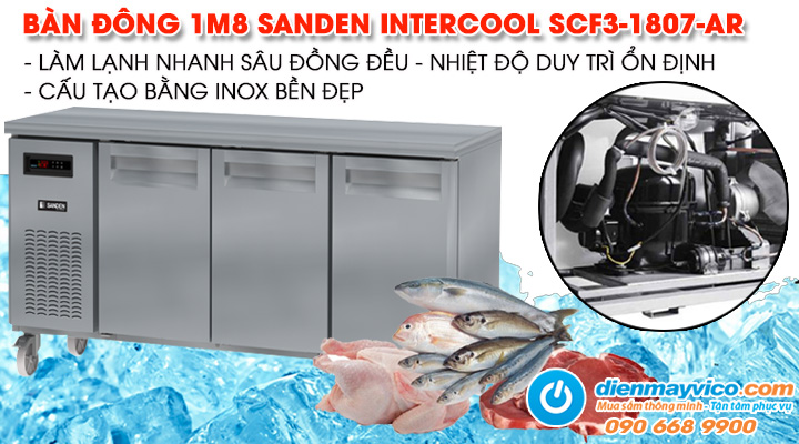 Mẫu bàn đông 3 cánh inox Sanden Intercool SCF3-1807-AR 1m8