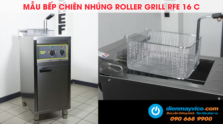 Mẫu bếp chiên nhúng đơn có chân đứng Roller Grill RFE 16 C dùng điện