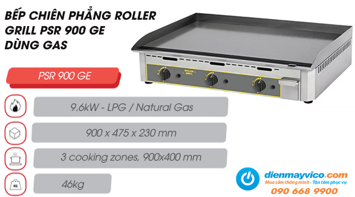 Mẫu bếp chiên phẳng tráng men Roller Grill PSR 900 GE dùng gas