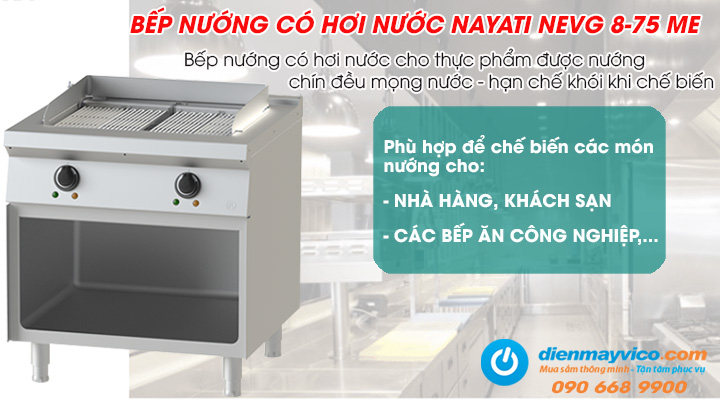 Mẫu bếp nướng có hơi nước Nayati NEVG 8-75 ME dùng điện