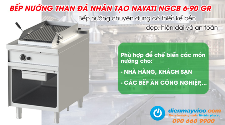 Mẫu bếp nướng than đá nhân tạo Nayati NGCB 6-90 GR