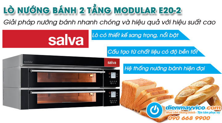 Mẫu lò nướng bánh 2 tầng Salva MODULAR E20-2