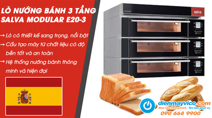 Mẫu lò nướng bánh 3 tầng Salva MODULAR E20-3