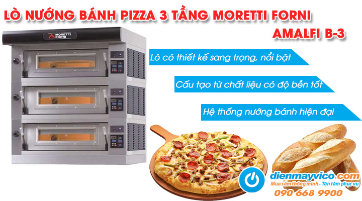 Mẫu lò nướng bánh pizza 3 tầng Moretti Forni AMALFI B-3