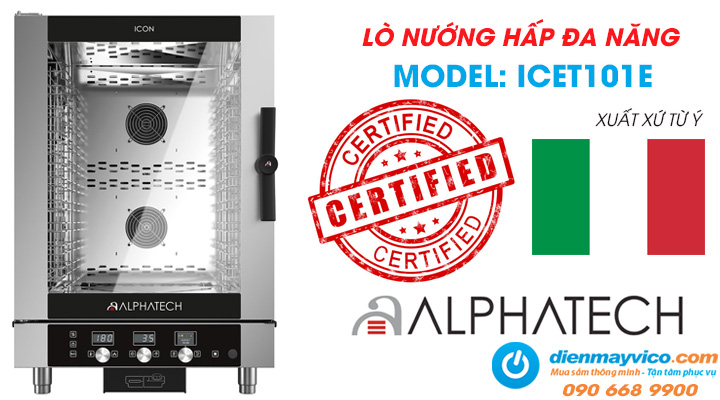 Mẫu lò nướng hấp đa năng Alphatech ICET101E 10 khay dùng điện