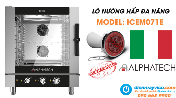 Mẫu lò nướng hấp đa năng Alphatech ICEM071E 7 khay dùng điện