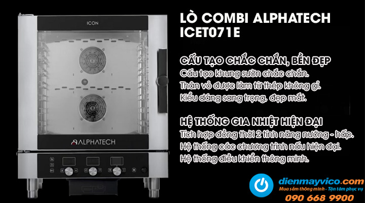 Mẫu lò nướng hấp đa năng Alphatech ICET071E 7 khay dùng điện