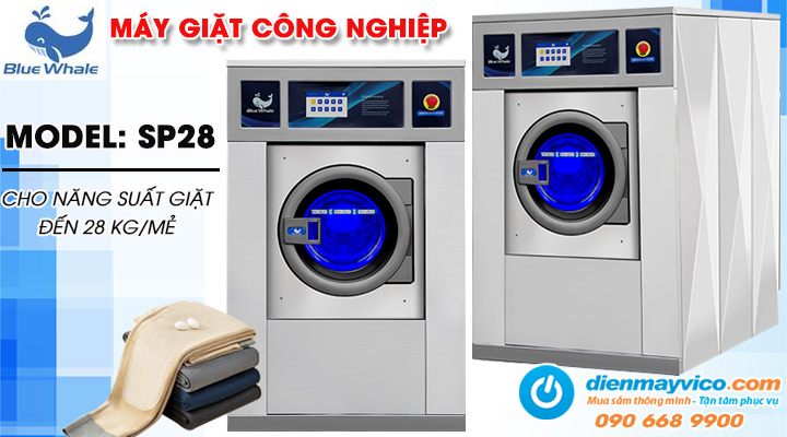 Mẫu máy giặt công nghiệp Blue Whale SP25 25kg