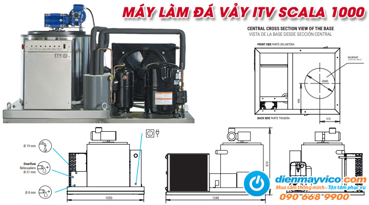 Mẫu máy làm đá vảy ITV SCALA 1000 1000 kg/ngày