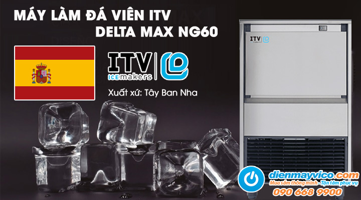 Mẫu máy làm đá viên ITV DELTA MAX NG60 Gas R290 62 kg/ngày