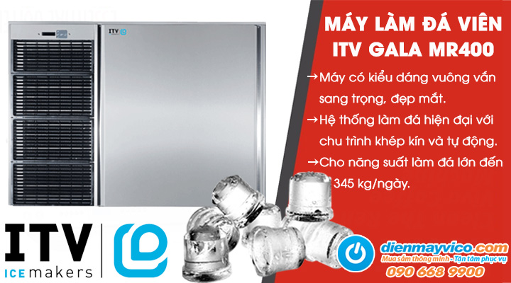 Mẫu máy làm đá hình viên đạn ITV GALA MR400 345 kg/ngày