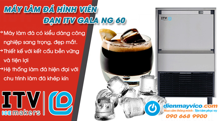 Mẫu máy làm đá viên ITV GALA NG80 Gas R290 75 kg/ngày