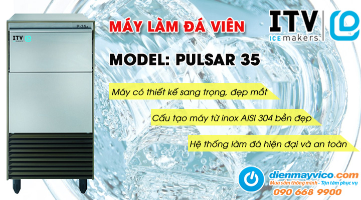 Mẫu máy làm đá viên ITV PULSAR 35 31kg/ngày