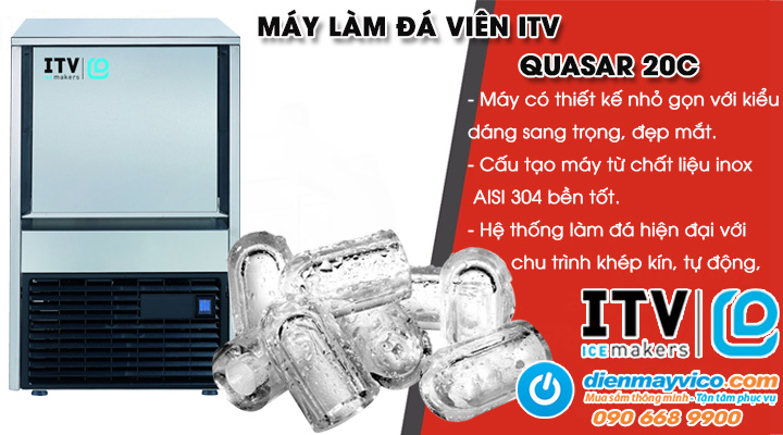 Mẫu máy làm đá viên ITV QUASAR 20C 22kg/ngày